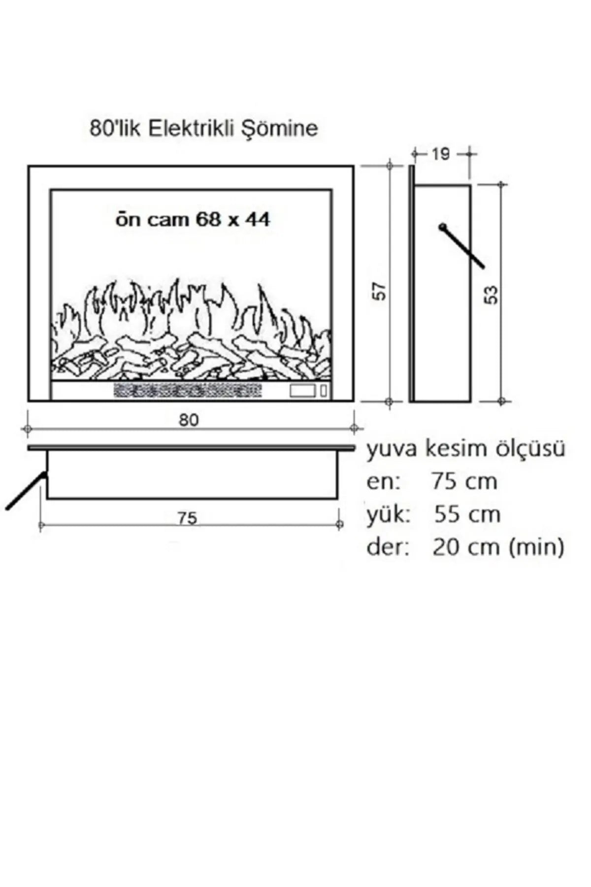 ALAZ EFEKT Alaz Efek Elektrikli Şömine Haznesi 80 cm